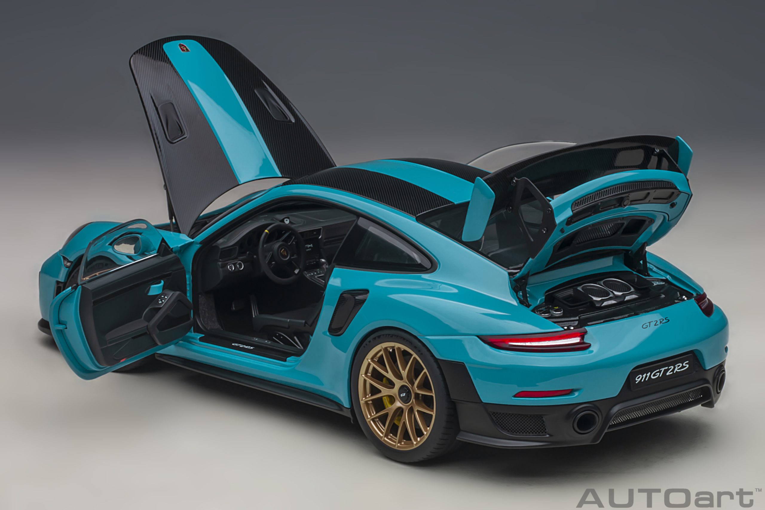 Porsche 911 (991.2) GT2RS 2017 Weissach Package (miami blue) Magnesium alloy wheels Satin White Gold Metallic