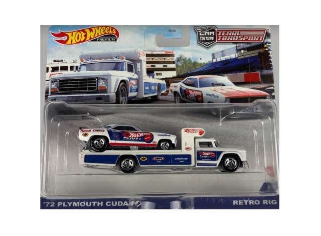 Retro Rig & 1972 Plymouth Cuda Drag racer *Hotwheels*